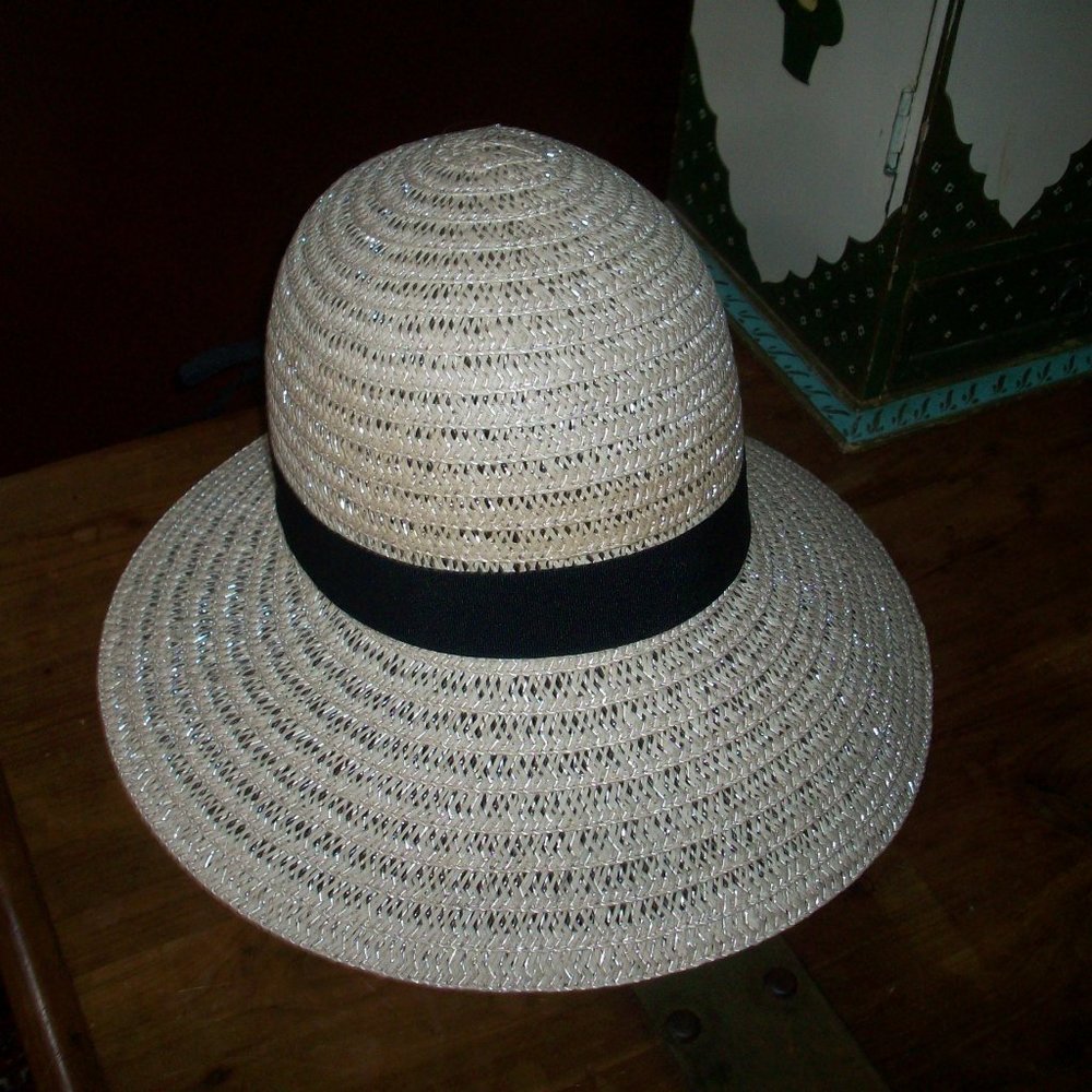 Magid Hats Sun Bonnet Woven Hat Paper Straw Black Bow Back Wide Brim Bo Peep